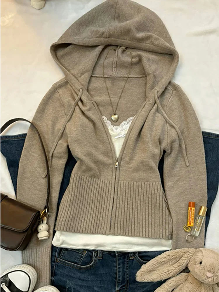 NEW Fall Winter Sweater Casual Slim Fit Chic Solid Color Ribbon Decoration One-shoulder Pullover Y2K Harajuku Womens Streetwear