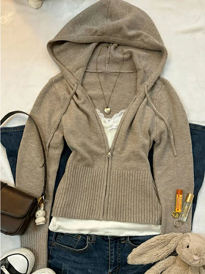 NEW Fall Winter Sweater Casual Slim Fit Chic Solid Color Ribbon Decoration One-shoulder Pullover Y2K Harajuku Womens Streetwear