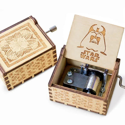 Stars Wars Anime Theme Wooden Hand-cranked Octave Creative Music Box Couple Wedding Friend Birthday Xmas Decora Gifts