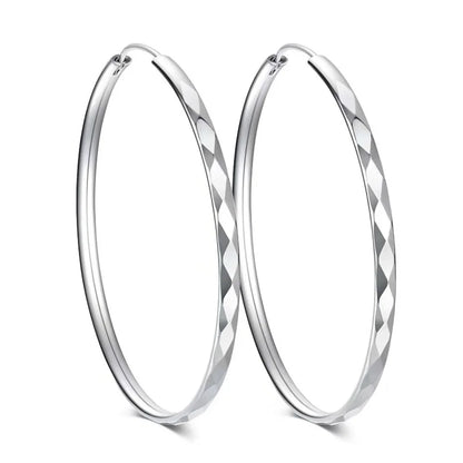925 Sterling Silver 3/4/5/6CM Round Hoop Earrings For Women Fashion Party Luxury Jewelry Accessories Christmas GaaBou