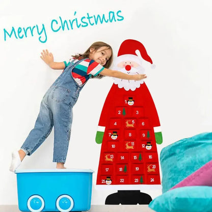Christmas Felt Tree Advent Calendar Countdown Wall Hanging Festive Decorative Reusable Gift Santa Ornaments Party Decor Supplies
