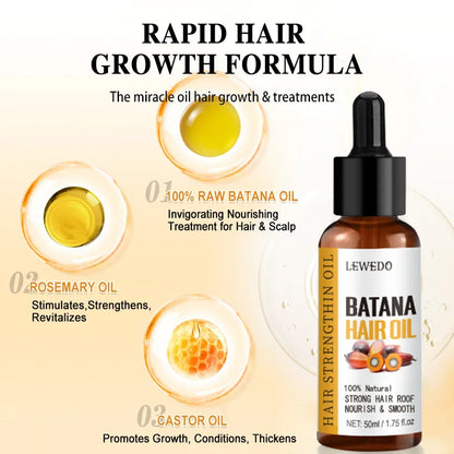 50ML African Hair Growth Oil 100% Pure Batana Hair Growth Mask Butter Anti Hair Loss Break Black Hair Regrowth Treatment