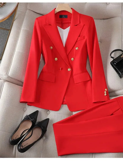 Elegant Women's Fashionable White Western-Style Suit Zihongsuitsuit High-End Business Attire Long-Pants Set For Special Occasion