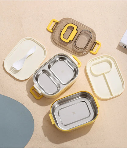 Kawaii Miffy Stainless Steel Divided Lunch Box Water Heated Student Lunch Box Cartoon Portable Bento Box Christmas Gift Toy