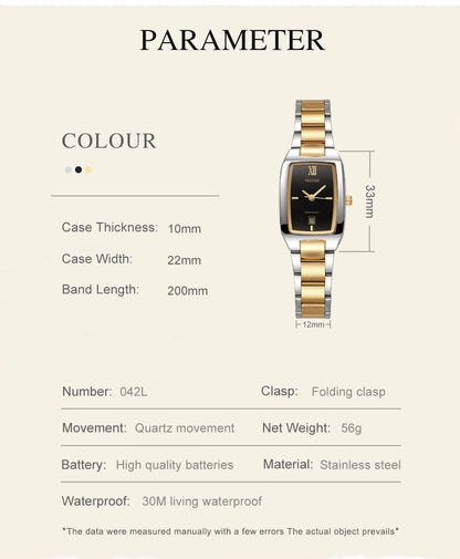 WWOOR Luxury Woman's Watch Elegant Waterproof Stainless Steel Watch for Ladies Dress Square Quartz Women's Watches Reloj mujer
