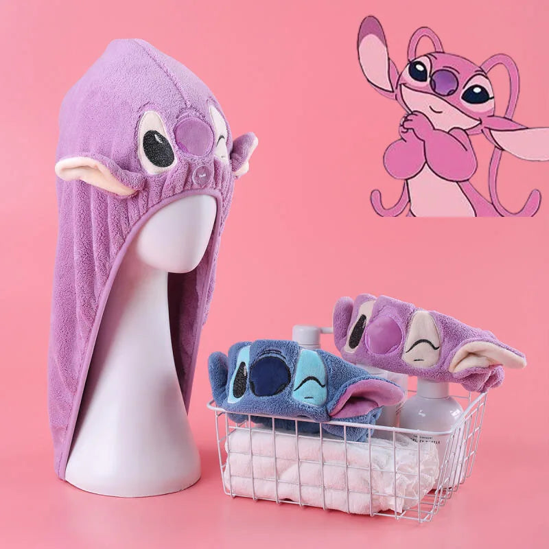 Stitch Towel Disney Cute Stitch Pattern Dry hair cap Towel Couple Cartoon Coral Velvet Soft Face Towel Holiday gifts Halloween