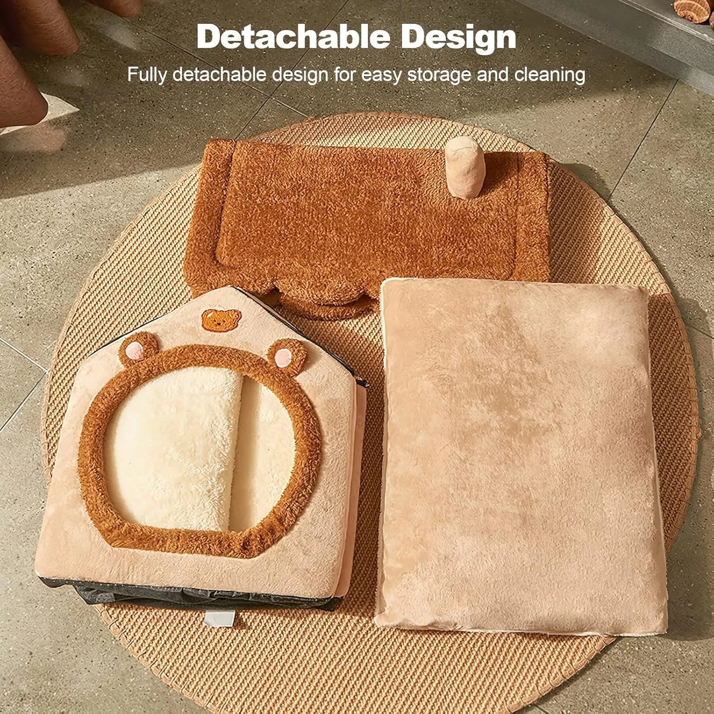 Pet Bed for Cats and Dogs - Cozy Indoor Pet Shelter with Soft Cushion, Stylish Design, Durable and Easy to Clean