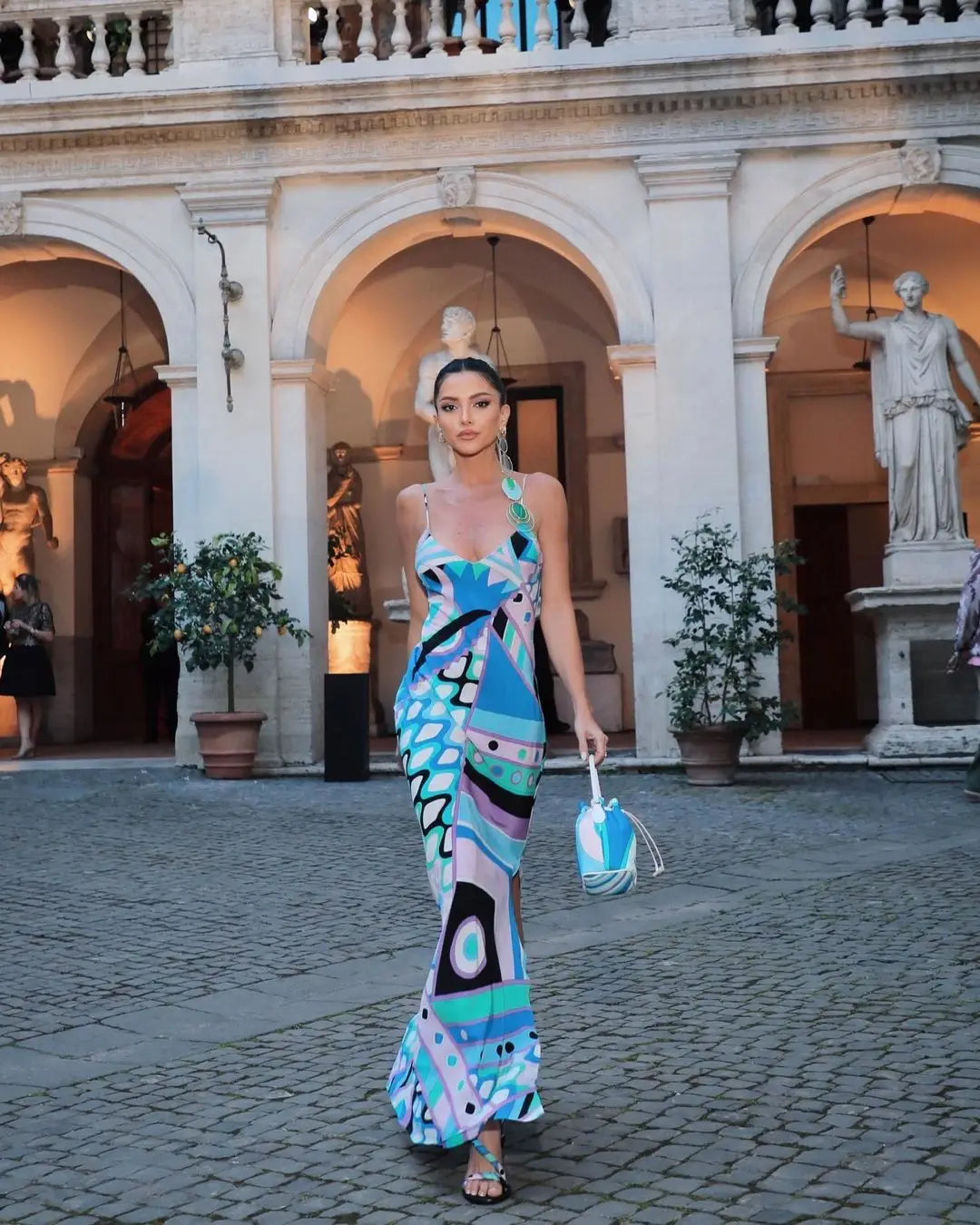 Chic Print Sling Long Dress Women Sleevless Backless Side Split Party Dresses 2025 Summer Street Beach Lady Ankle-length Robes