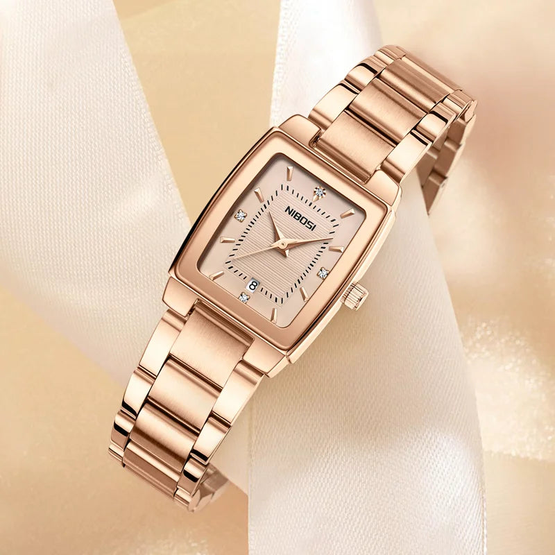 NIBOSI Luxury Ladies Watch Stainless Steel Waterproof Quartz Watch for Woman High Quality Female Clock Elegant Women's Watches