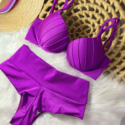 Sexy High Waist Bikini Swimsuit Brazilan Bikini Set Swimwear for Women High Leg Push Up Two Piece Bathing Suits Summer Female