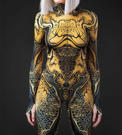 Cosplay Costume Female Woman Sexy Suit Color Element Blue Muscle Halloween Bodysuit Adults High-waisted Sports Jumpsuit