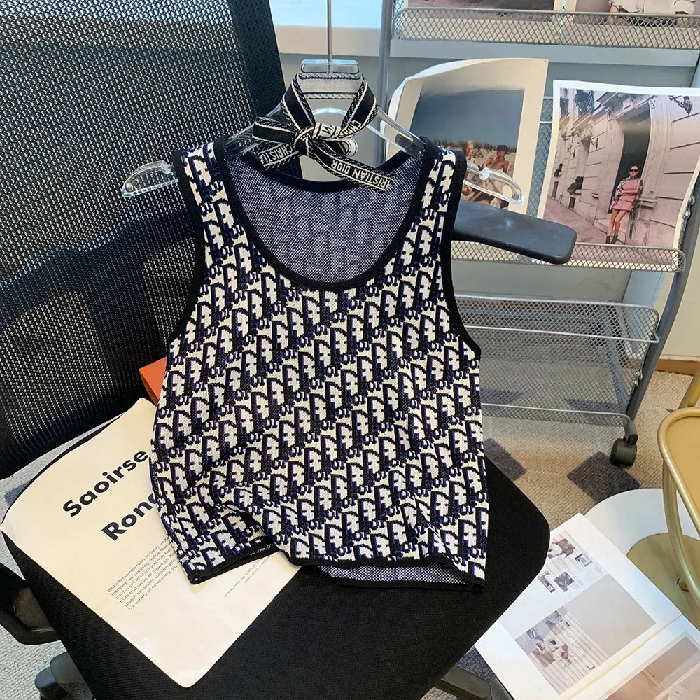 Summer New Bow Outer Wear Spandex Tank Top Strapless Top For Women Fashion Sensibility Niche Knittank Vest