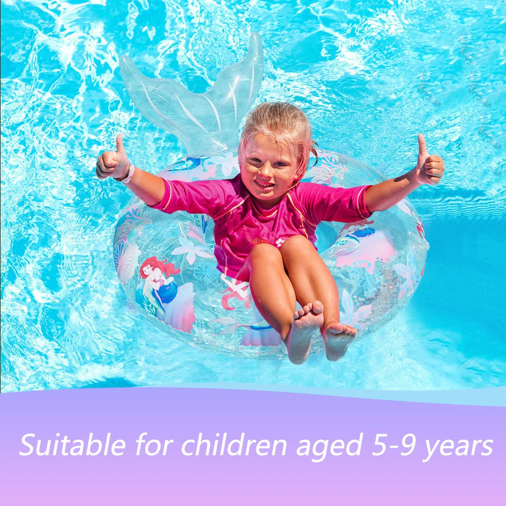 PVC Swimming Lifebelt Ring Smooth Mermaid Swimming Pool Floaters Wear-Resistant Children Convenient Portable for Summer Vacation