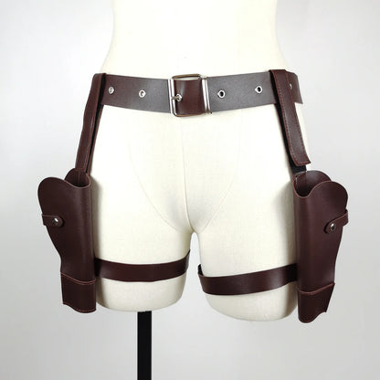 Ancient Tombs Game women Lara Gun Holster Western Denim Belt Cosplay Role-Playing guns holder band belts costumes