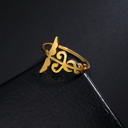 Lucktune Caduceus Medical Symbol Rings Women Stainless Steel Snake Bind Wing Finger Ring Vintage Jewelry Gift for Doctor Nurse