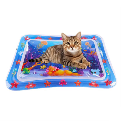 Sensory Water Play Mat For Cats Dogs Water Sensory Pad Thickened Water Sensory Playmat With Fish Pets Summer Playing Water Pad