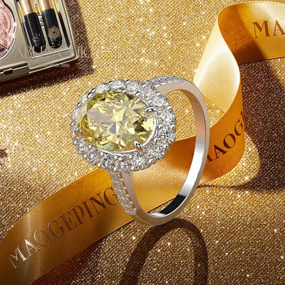 Ables Chic Sterling Silver Oval Lab Citrine Engagement Ring Big Kunzite Morganit Bridal Women Rings S2R1S2R1021