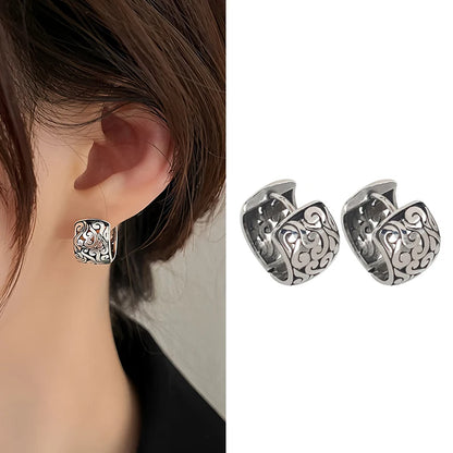 Original 925 Sterling Silver Hoop Earrings For Women Love Heart Round Vintage Earring Jewelry Party Christmas Gift