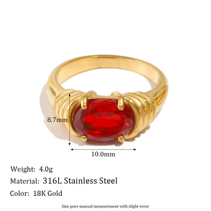 E.B.belle Zircon 18K Plated Stainless Steel Women's Rings Trendy Luxury Shiny Hypoallergenic Rings Sets Jewelry Decoration Gift