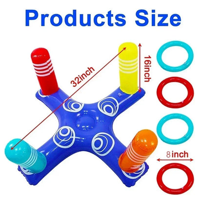 Party Sport Swimming Inflatable Ring Toss Game Floating Pool Toys for Kids Adult Water Accessories Beach Supplies with 4 Loops