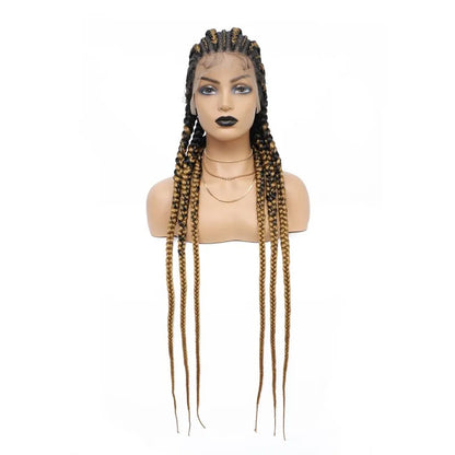 36 Inches Cornrows Braided Wigs Synthetic Full Lace Wig For Black Women Jumbo Braided Wigs Lace Frontal Faux Locs Box Braids Wig