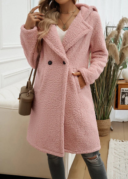 2024 Autumn and Winter Temperament Casual Loose Hooded Knitted Jacket Women's Clothing Пальто Женское