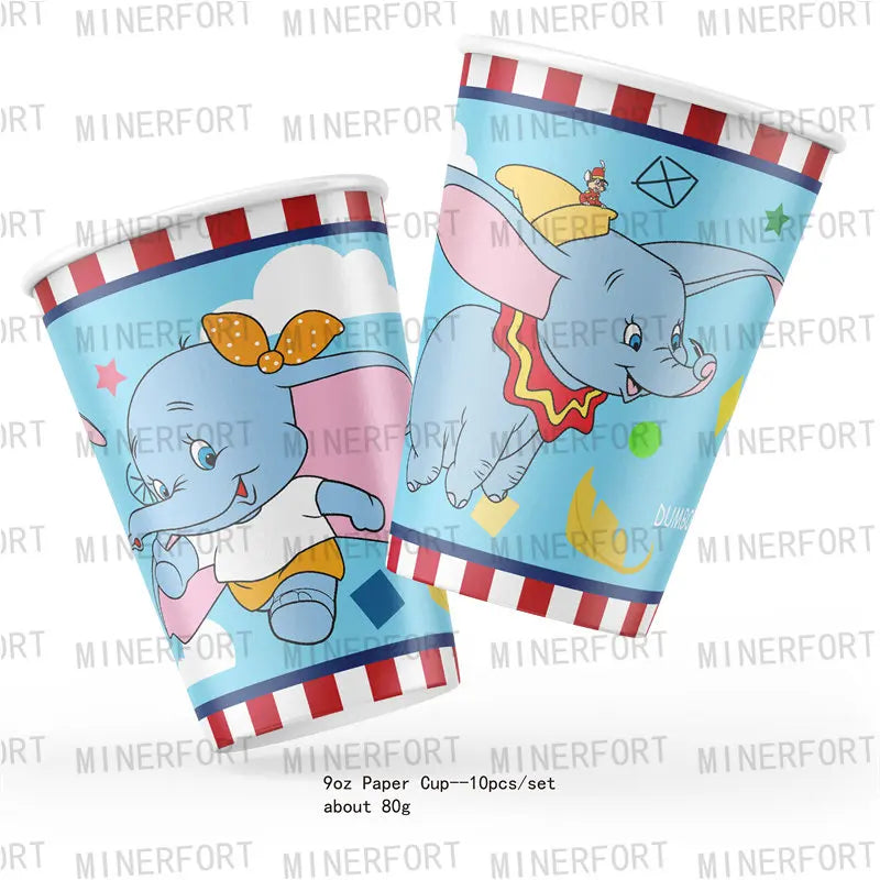 Dumbo Theme Birthday Party Decoration Supplies Tableware Paper Cups Plates Napkins Tablecloth Party Supplies