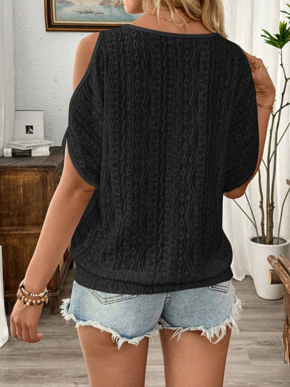 Simple Women's Fashion Blouses Spring Summer New Sexy Off-Shoulder Hollow Bat Short Sleeve T-Shirt Top For Women Casual Shirts
