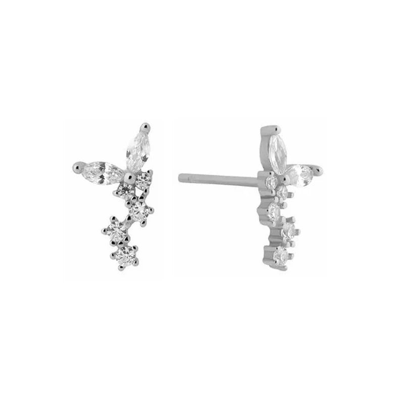 925 Sterling Silver Ear Needle Geometric Zircon Metal Earrings for women Shiny Crystal Luxury Small Stud Fashion Wedding Jewelry