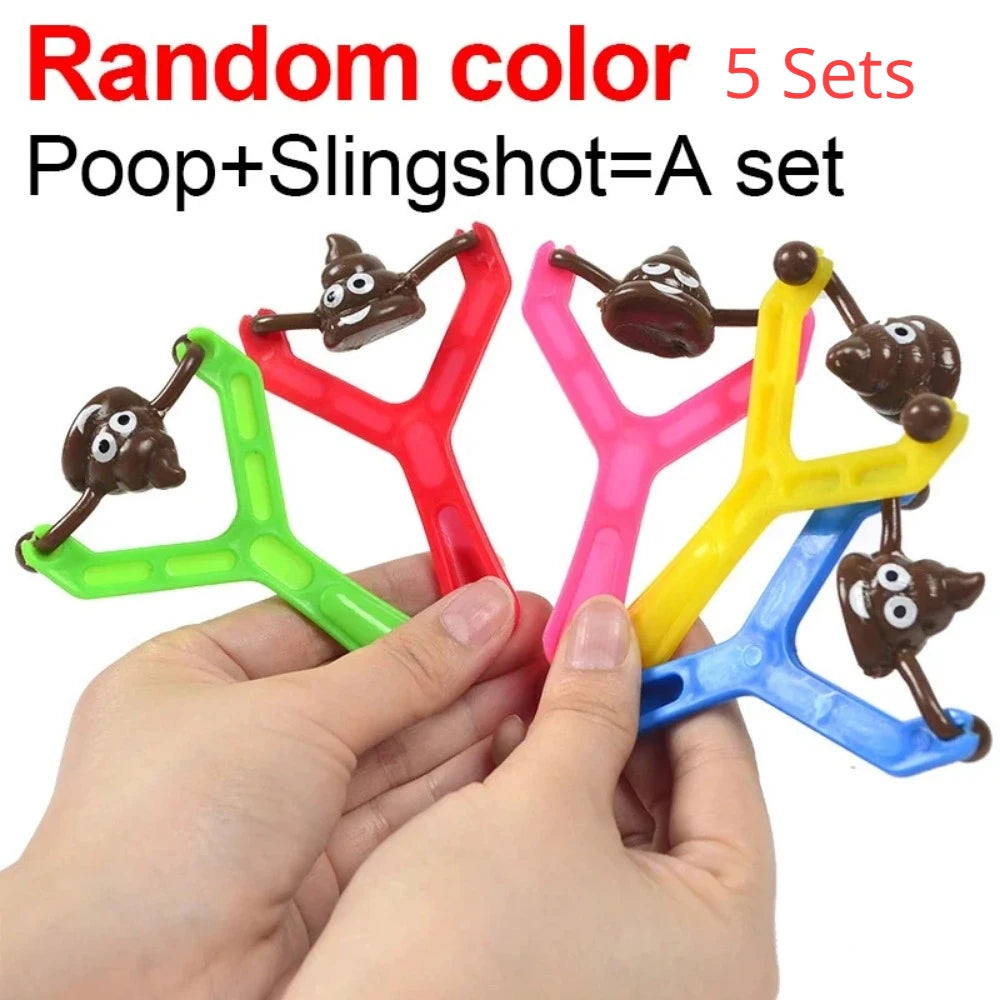5/10 Sets Funny Poop Launcher Poop Slingshot Bullet Children's Birthday Party Christmas Gift Decompression Toys Spoof Props