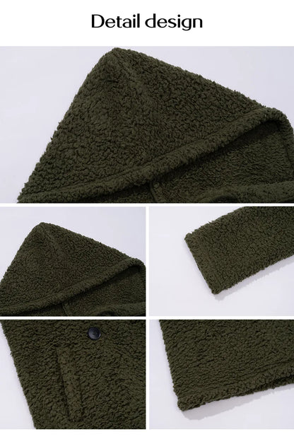 2024 Autumn and Winter Temperament Casual Loose Hooded Knitted Jacket Women's Clothing Пальто Женское