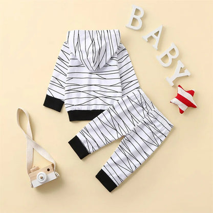 ZAFILLE Kids Toddler Hallloween Costume Striped Outfits Cute Mummy Boys Rompers Halloween Clothes For Baby Chidlren Clothing Set