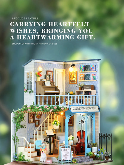 Handmade Wooden Miniature Doll House Kit 3D Puzzle Assembled Building Model Kit With LED Light DollHouses Toy For Christmas Gift