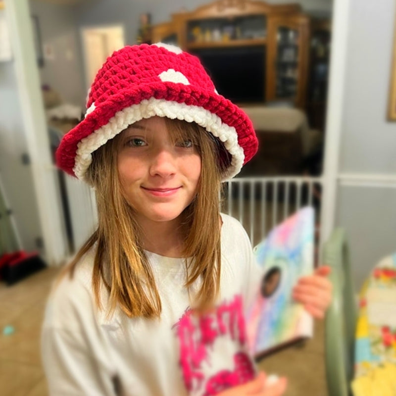 Halloween Crochet Fisherman Hat Soft Bucket Hat  Handmade Mushroom Hat Women Children Hat Novelty Photoshoots Hat M6CD
