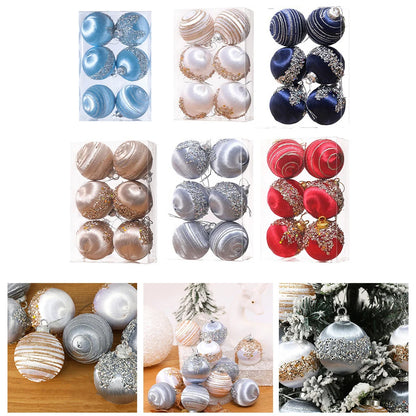 6PCS 6/8CM Christmas Balls Silk Sequin Christmas Ball Ornaments Xmas Hanging Tree Pendants 2024 Noel Navidad Decoration