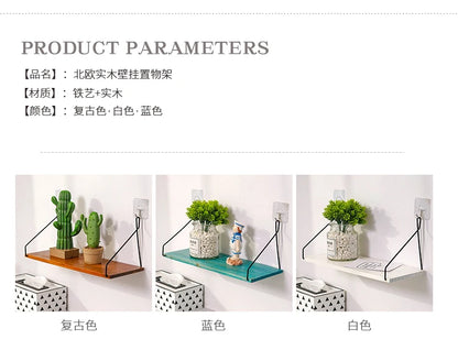 Nordic Wooden Wall Hanging Shelves Living Room Decor Display Stand Home Wall Decoration Bedroom Storage Shelf