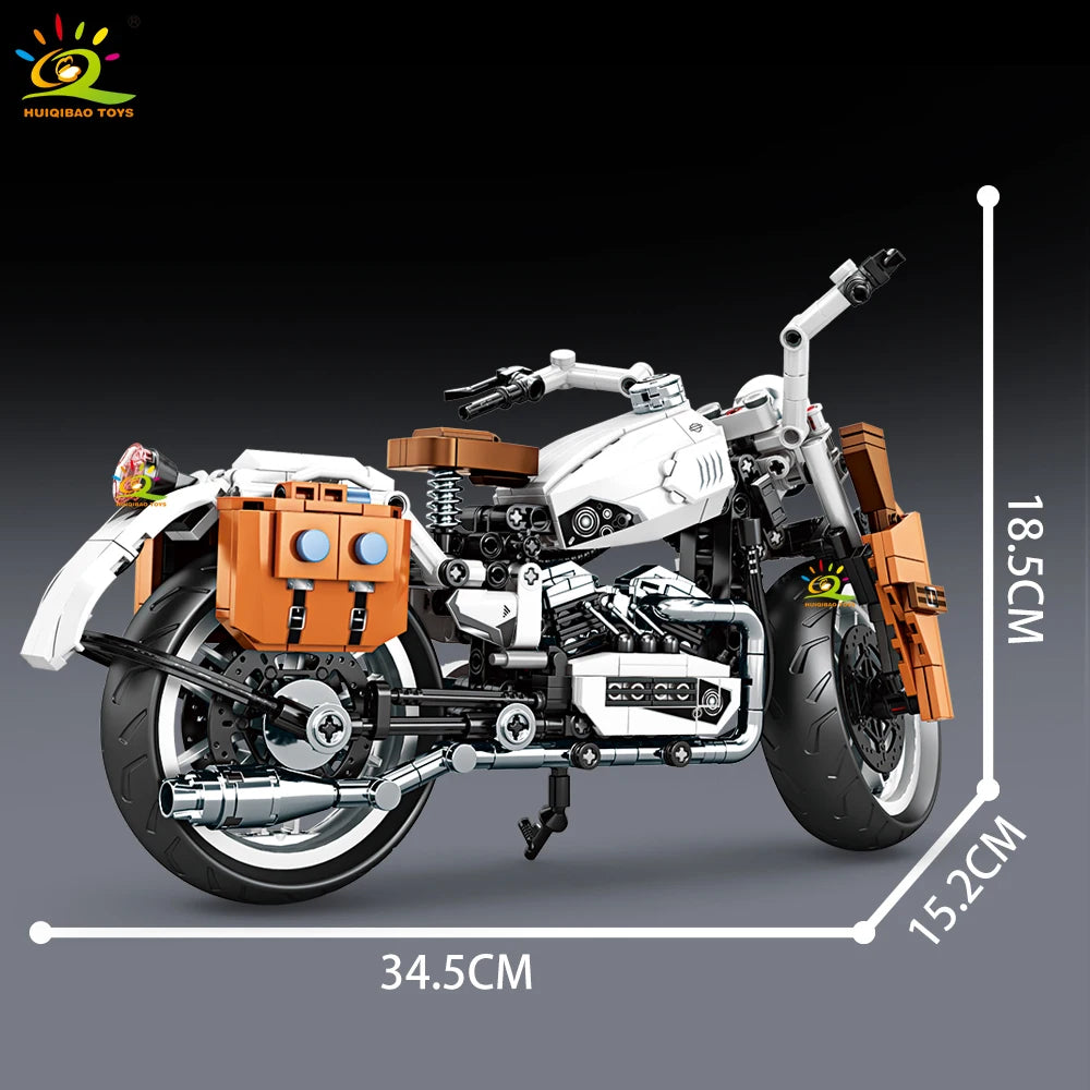 HUIQIBAO 808PCS MOC Technial Motorbike Building Model Blocks City Moto Racer Bricks Toy for Kids Boy Children Adult Car Set
