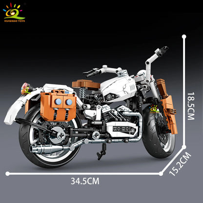 HUIQIBAO 808PCS MOC Technial Motorbike Building Model Blocks City Moto Racer Bricks Toy for Kids Boy Children Adult Car Set