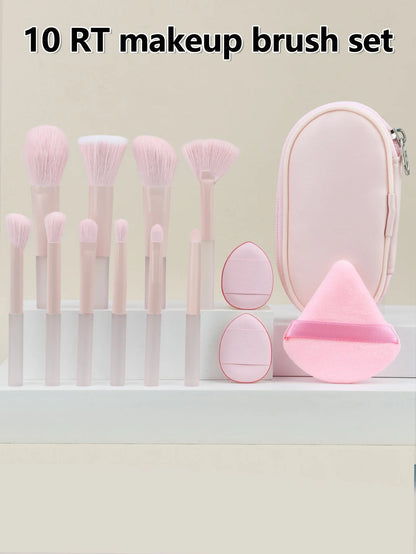 New Mini Makeup Brush Set 10PCS Eyeshadow Loose Powder Brush Travel Portable Soft Hair Makeup Tools Christmas gift