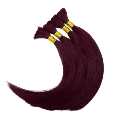 Lovevol 100G Straight Bundles 99J Burgundy Straight Human Hair Bulk For Braiding No Weft Color 100% Human Hair Extensions 16-26