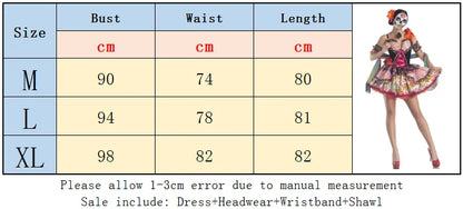 Halloween Costumes for Women Skull Flower Fairy Ghosts Bride Dress Mexico Day Of The Dead Skull Zombie Vampire Cosplay