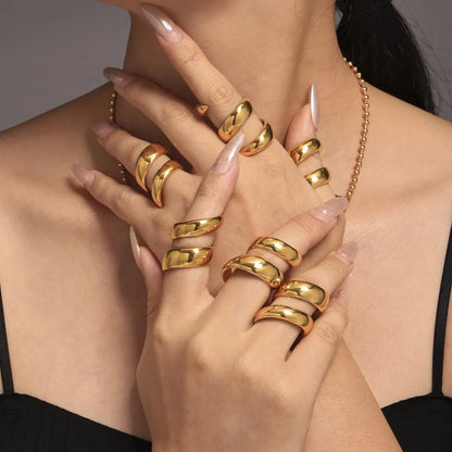 Fashion Spiral 316L Stainless Steel Rings For Women Men 18K Gold Plated Spring Shape Unisex Women's Men's Ring Couples Jewelry