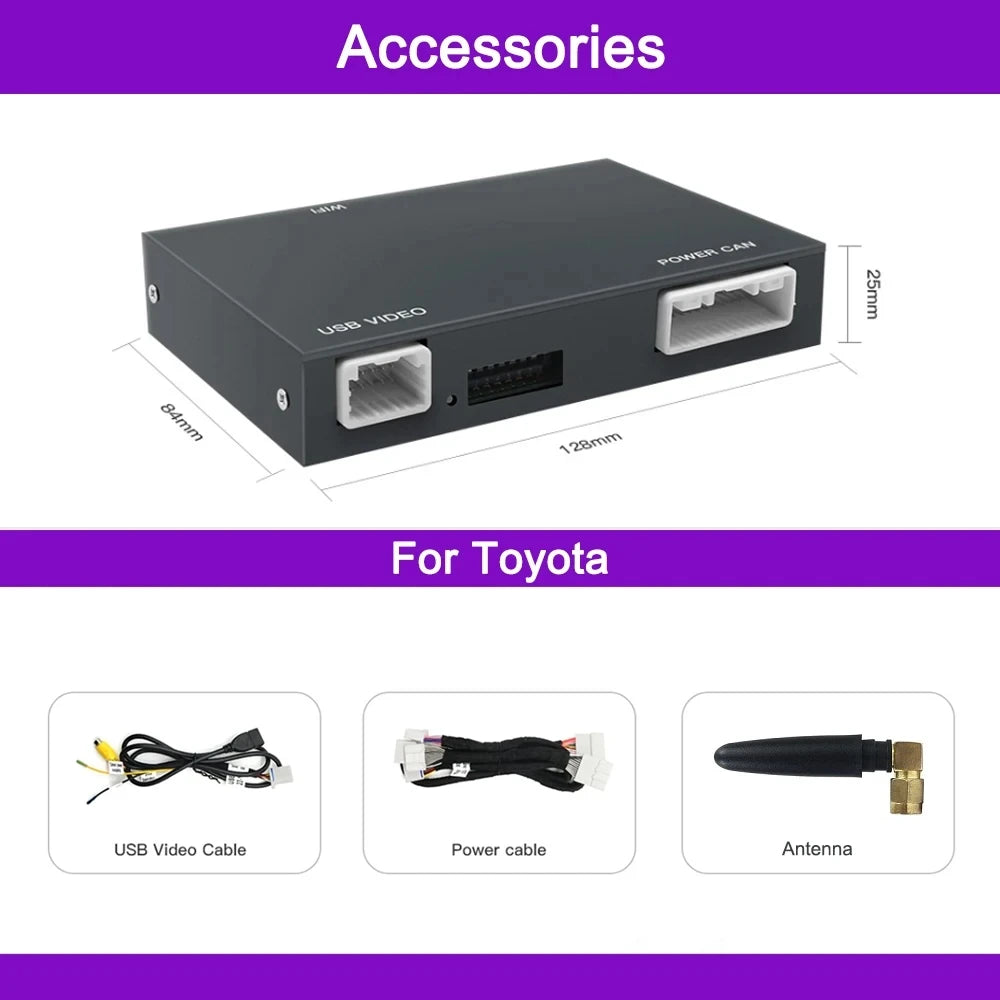 Wireless Carplay Android Auto For Toyota Touch2/Entune2.0 System for Toyota Corolla Camry Auris RAV4 Prius Highlander Car Video