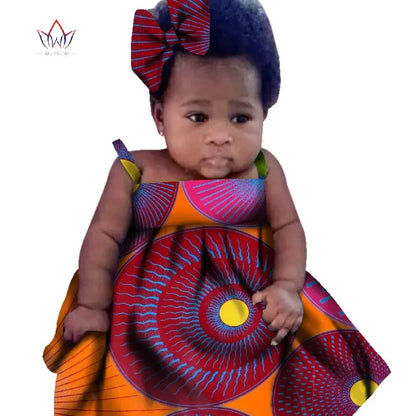 New African Dresses Baby Girl Batik Print Head Wrap Headband Bow Trendy Girl Fashion