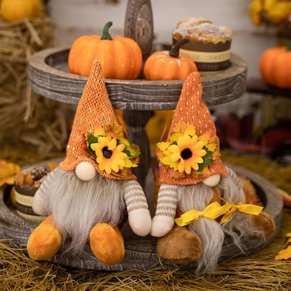 Funny Decorative Thanksgiving Doll Ornaments Soft Cartoon Gnome Doll Ornaments Cute Sunflower Gnome Doll Autumn Decor