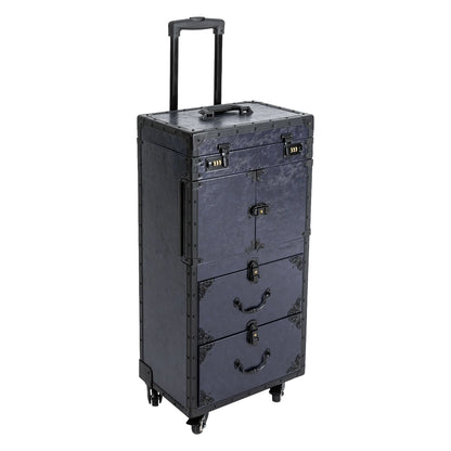 Artist Makeup Case Trolley Universal Casters with 4 Keys Rolling Nail Tech Makeup Cart Travel Box for Makeup Hairstylists