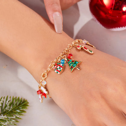 Cute Christmas Series Santa Claus Tree Elk Pendant Bracelets for Women Handmade OT Chain Thanksgiving Xmas Party Jewelry Gifts