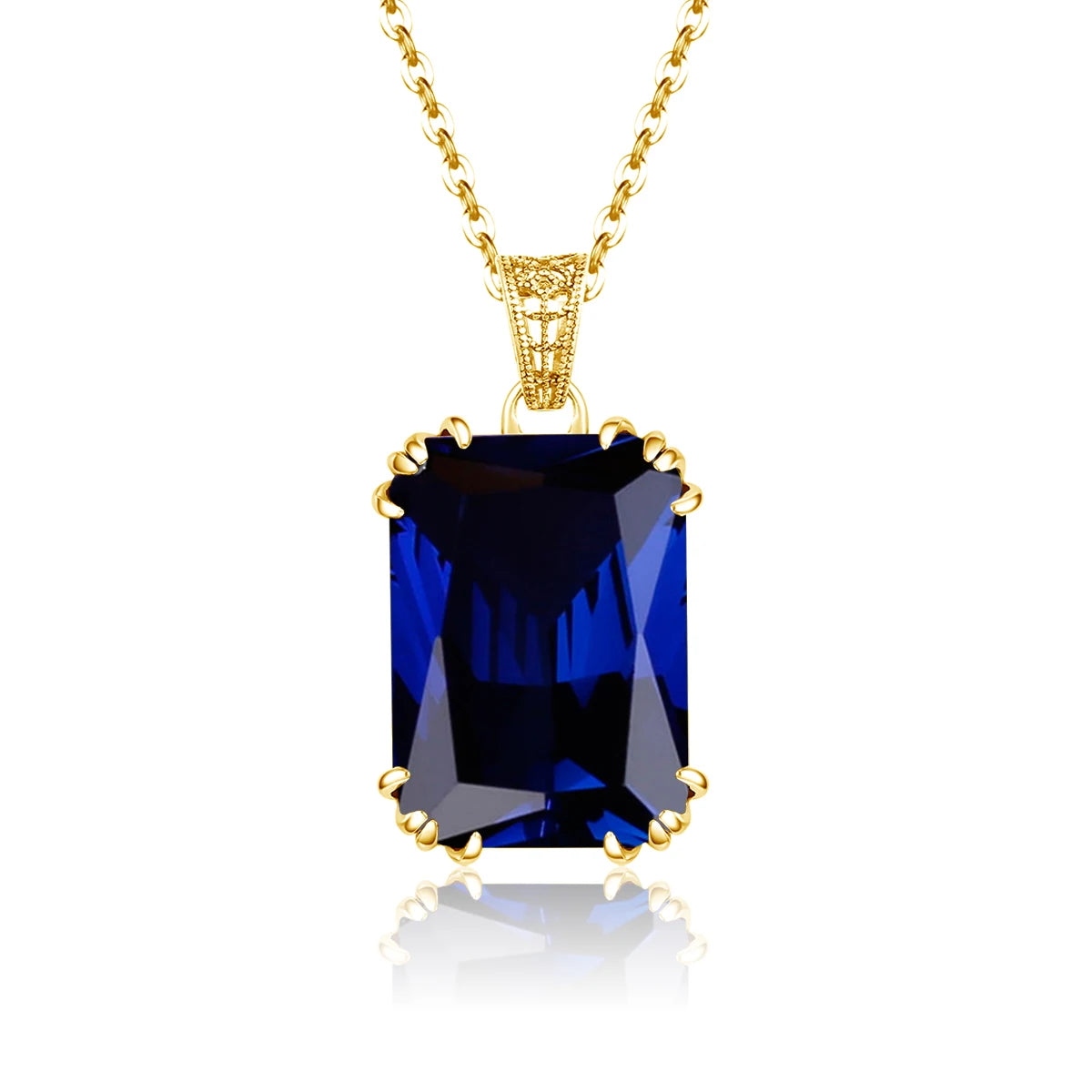 Unique Red Stone Ruby Necklace Gold For Women 13*18mm Rectangle 12 Colour Birthstone Pendant  Jewelry Luxury Christmas Gift Sale