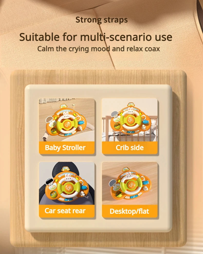 Baby Toy Electric Children's Steering Wheel Simulated Driving Car Steering Wheel LED Vocal Educate Toys Halloween Christmas Gift