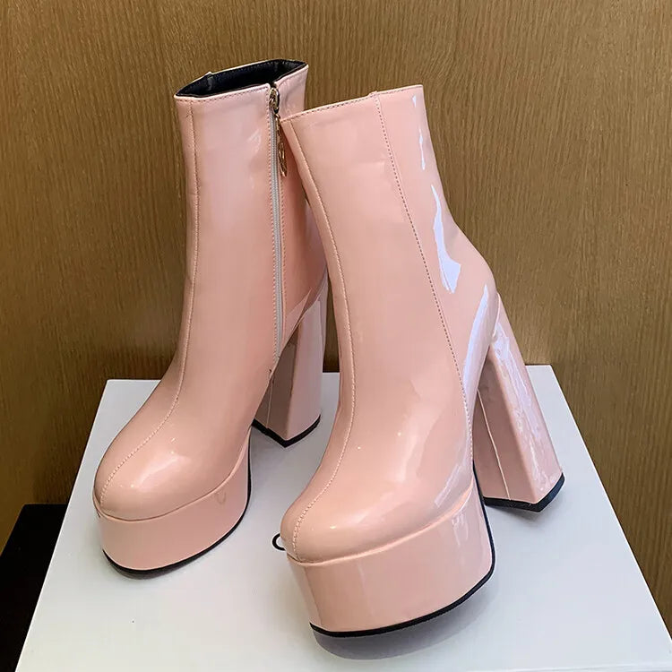 Autumn Winter 2025 New Super High Heels Zipper White Ankle Boots for Women Round Head Casual Party Versatile Platform Shoes 43